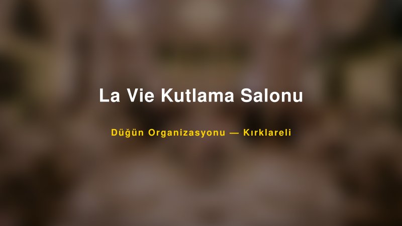 La Vie Kutlama Salonu Kırklareli Düğün Organizasyon Firması